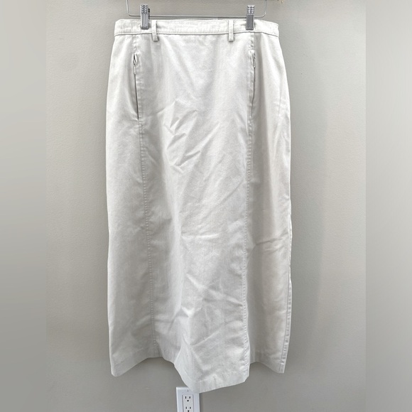 Vintage Authentic Travel Wear Beige Split Front Maxi L/XL Skirt - Picture 4 of 6